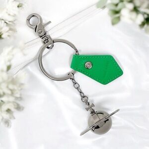 Vivienne Westwood Gunmetal & Green 3D Large Keychain Key Fob NWT